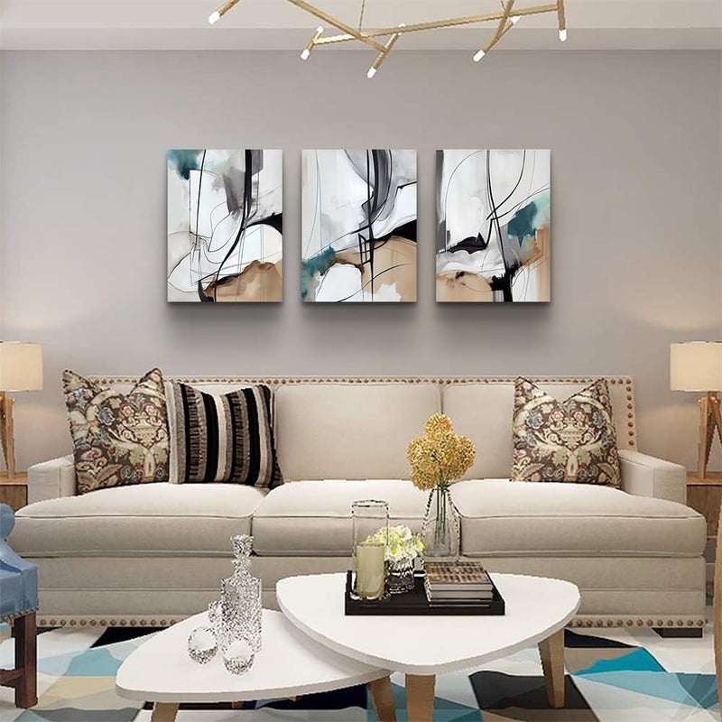 DZRWUBHS Canvas Wall Art For Living Room Wall Decor For Bedroom Modern Family Canvas Art Office Decor Abstract Wall Paintings Pictures Artwork Ready To Hang Room Home Decorations 12" X 16" 3 Piece - Image 3