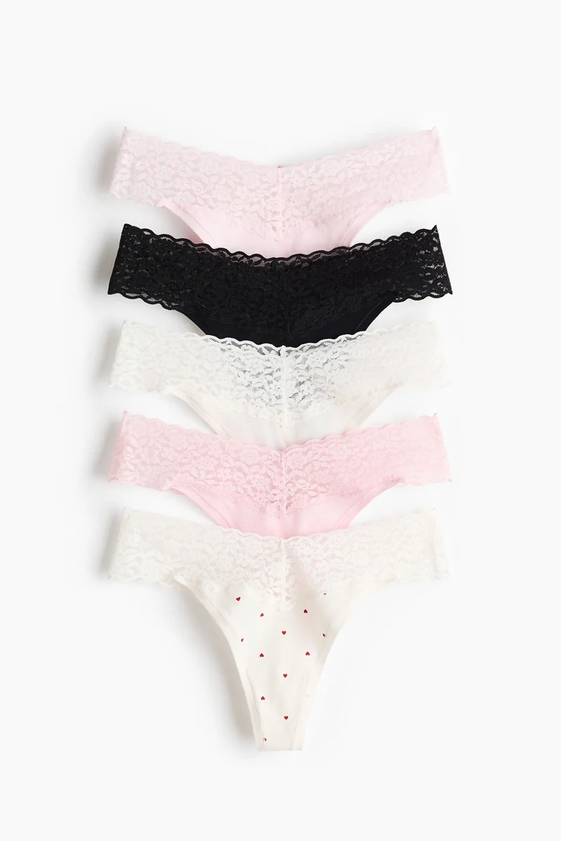 H&M 5-pack lace thong briefs
