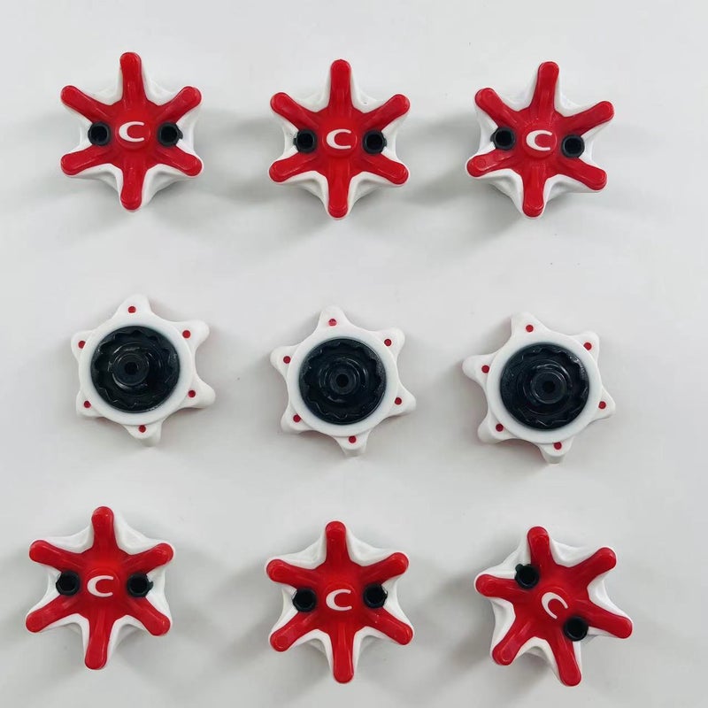 Generic New Golf Spikes Golf Shoes Spikes Fast Spiral Nails Wear-resistant and Durable/Short Teeth White Red