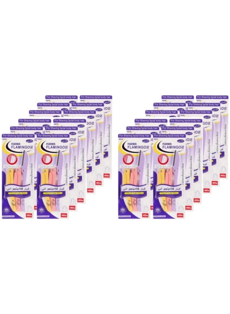 Feather-Flamingo Pack Of 24 Facial Touch-Up Razor Multicolour - Image 1