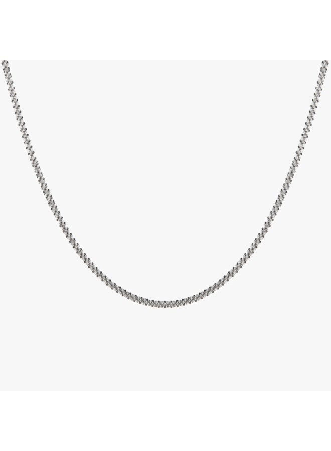 Minza “Textural” Unisex Necklace, Sterling Silver 925 Textured Chain Necklace, Minimalist Layering Necklace, Jewelry for Casual & Special Occasion - Image 1