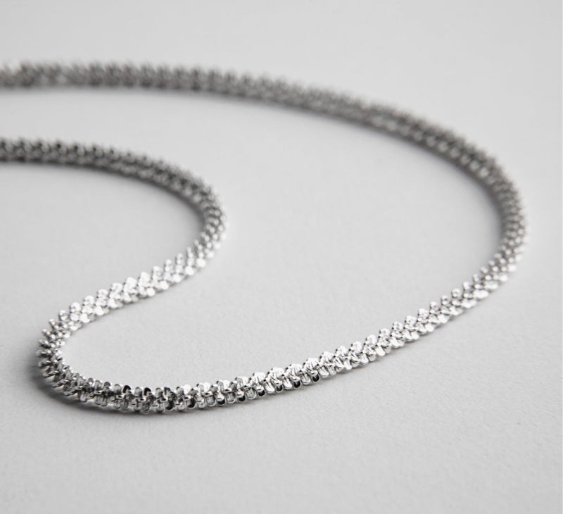 Minza “Textural” Unisex Necklace, Sterling Silver 925 Textured Chain Necklace, Minimalist Layering Necklace, Jewelry for Casual & Special Occasion - Image 4