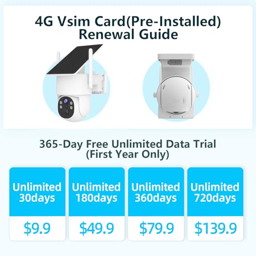Vearoat 4G LTE Cellular Security Camera Outdoor System, 365 Days Unlimited Data,Wireless Solar Security Camera，Remote Monitoring, Motion Sensor, Human Tracking, 360°Viewing,2K Color Night Vision - Image 5