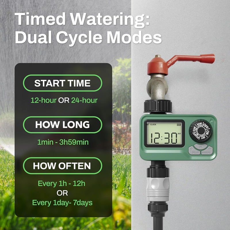 BN-LINK BN LINK Programmable Sprinkler Timer with Rain Delay – Waterproof Digital Water Timer for Garden Hoses, Manual & Automatic Irrigation System, 1 Outlet - Image 3