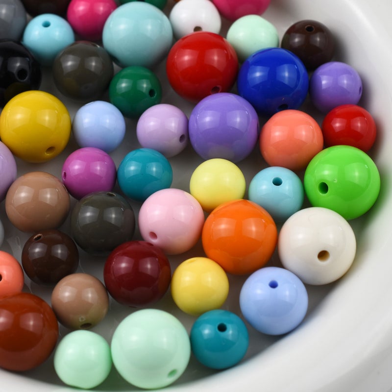 6-16mm Acrylic Solid Round Beads Loose Beads Spacer Beads DIY Jewelry Making Hair Accessories Phone Strap Keychain - Image 1