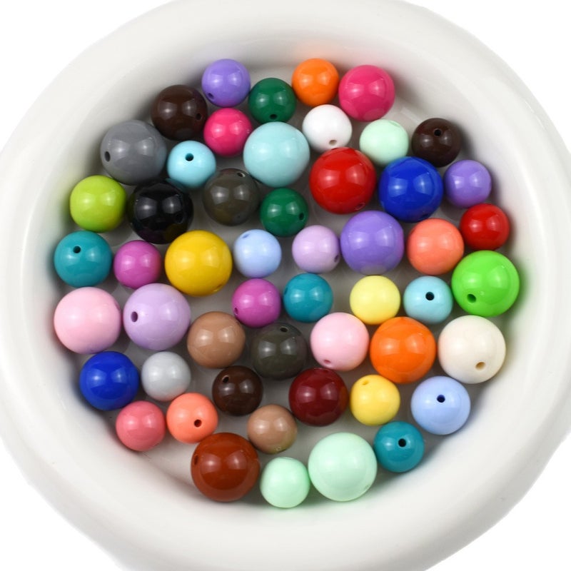 6-16mm Acrylic Solid Round Beads Loose Beads Spacer Beads DIY Jewelry Making Hair Accessories Phone Strap Keychain - Image 5