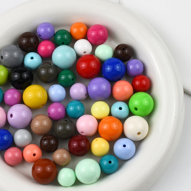 6-16mm Acrylic Solid Round Beads Loose Beads Spacer Beads DIY Jewelry Making Hair Accessories Phone Strap Keychain - Image 2