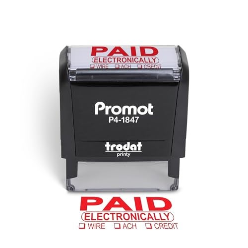 Promot Paid Stamp Self Inking - Paid for Office, Accounts Payable for Electronic Payment - Rubber Stamps for Retail Use, Red Ink, Self Inking Stamp for Business Supplies - Image 1