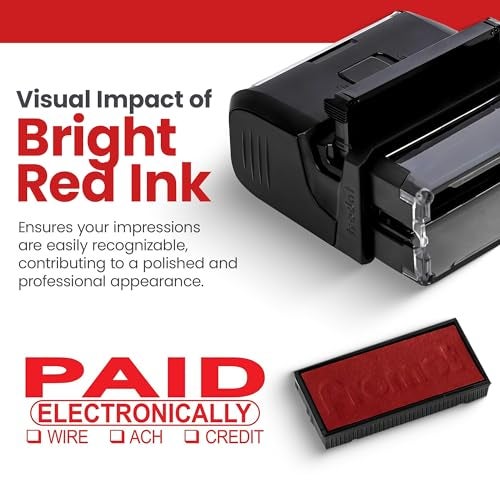 Promot Paid Stamp Self Inking - Paid for Office, Accounts Payable for Electronic Payment - Rubber Stamps for Retail Use, Red Ink, Self Inking Stamp for Business Supplies - Image 4