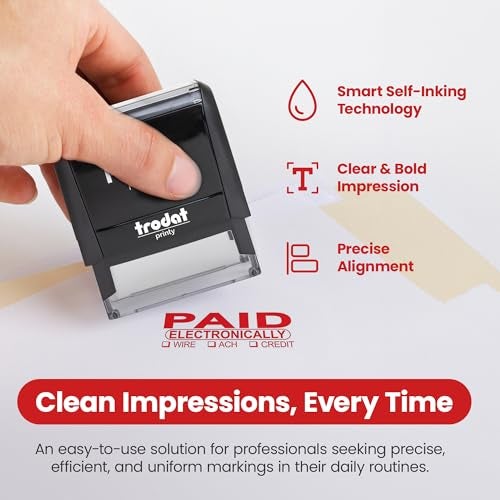 Promot Paid Stamp Self Inking - Paid for Office, Accounts Payable for Electronic Payment - Rubber Stamps for Retail Use, Red Ink, Self Inking Stamp for Business Supplies - Image 3