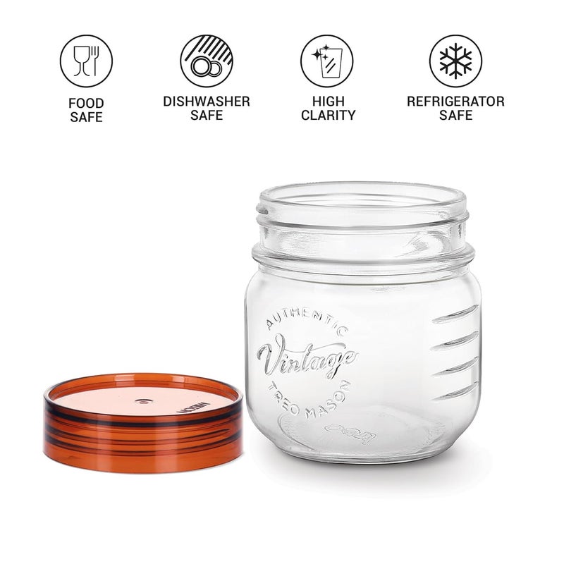 TREO By Milton Vintage Glass Jar with Airtight Lid Kitchen Storage Containers, Set of 6, BPA Free, Glassy Storage Organizer, Multipurpose Dabba for Food, Spice, Cereals, Cookies, Dry Food, 300ml each - Image 2