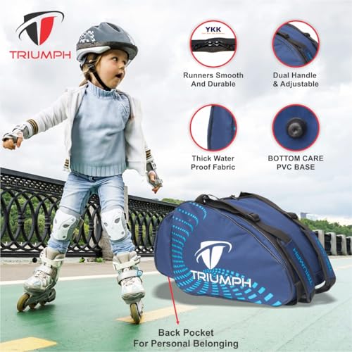 Triumph KB-611 Navy Blue Nylon, Polyester Skating Bag for Inline Skates (Size 15"X11"X11") - Image 2
