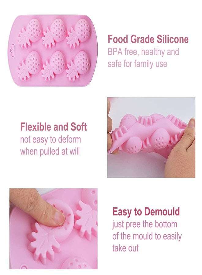 KRLIFCSL Fruit Shape Baking Mold Candy Molds including Pineapple Lemon Watermelon Strawberry, Ideal for Chocolate, Candy, Cake, Ice Cube & Jelly, Pack of 4 with 1 Dropper. (Fruit Mold) - Image 3