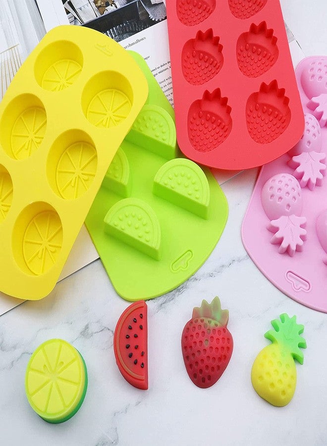 KRLIFCSL Fruit Shape Baking Mold Candy Molds including Pineapple Lemon Watermelon Strawberry, Ideal for Chocolate, Candy, Cake, Ice Cube & Jelly, Pack of 4 with 1 Dropper. (Fruit Mold) - Image 4