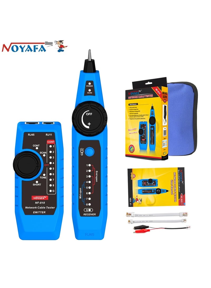 NOYAFA NF-810 Multifunctional Network Cable Tester, Ethernet LAN Network Wire Tracker with LED Light, Network line Scanning, PoE Tester, Network Line Finder for RJ11 RJ45 Cable Tracer,Telephone Line - Image 1