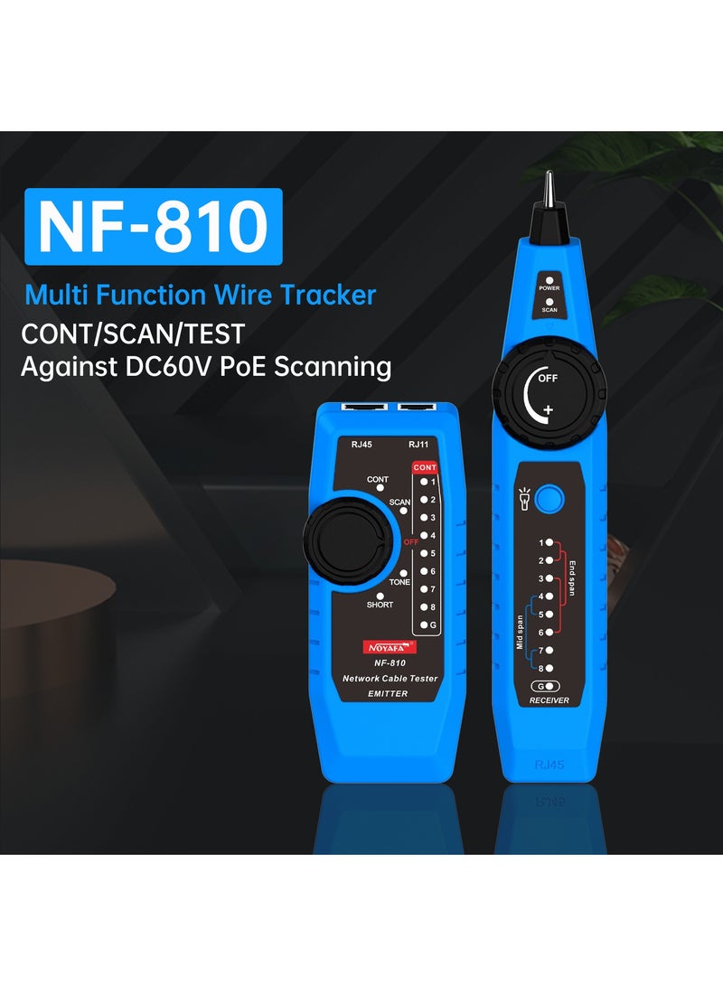 NOYAFA NF-810 Multifunctional Network Cable Tester, Ethernet LAN Network Wire Tracker with LED Light, Network line Scanning, PoE Tester, Network Line Finder for RJ11 RJ45 Cable Tracer,Telephone Line - Image 2