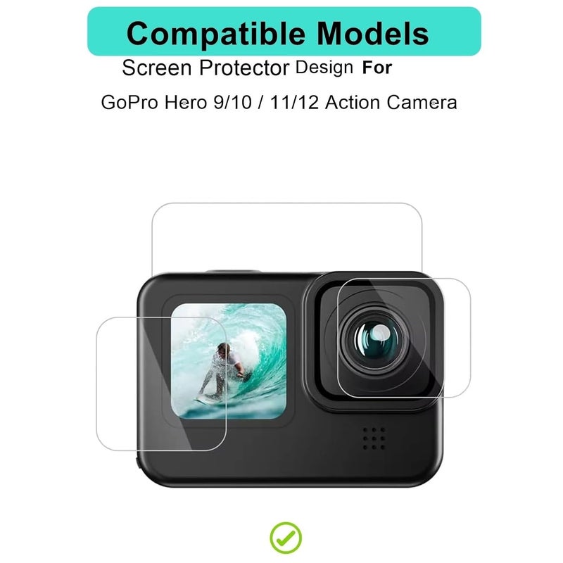 Wisely Premium Screen Guard Protector Compatible for GoPro Hero 9/10 / 11/12 Action Camera lens Glass, Easy installation kit, HD Clear, Full Cover, Set Of 3 Glass - Image 2