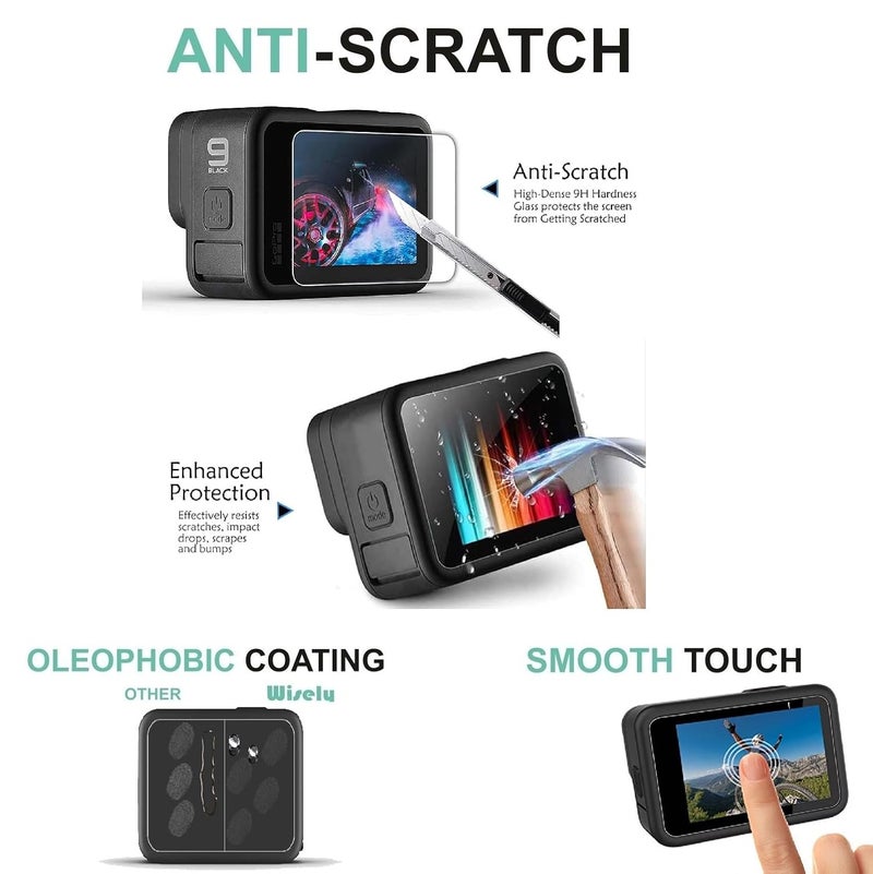 Wisely Premium Screen Guard Protector Compatible for GoPro Hero 9/10 / 11/12 Action Camera lens Glass, Easy installation kit, HD Clear, Full Cover, Set Of 3 Glass - Image 3