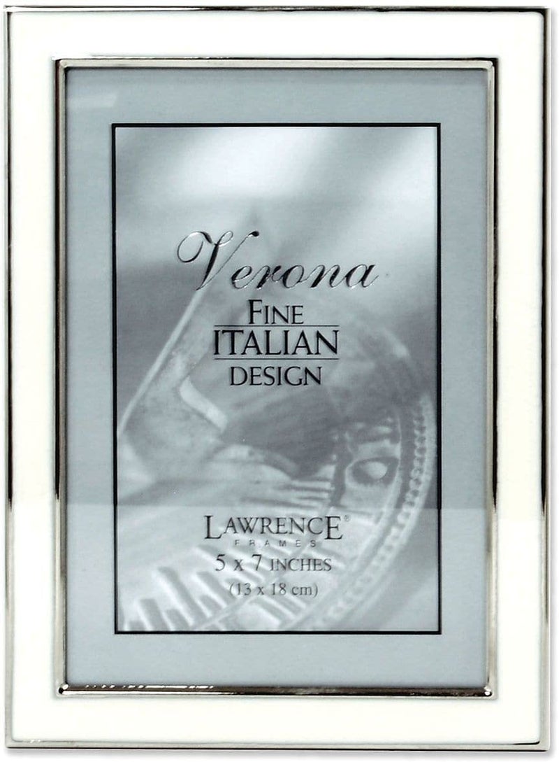 لورانس إطارات المعدن الفضي المطلي مع إطار صورة المينا الأبيض 5 × 7