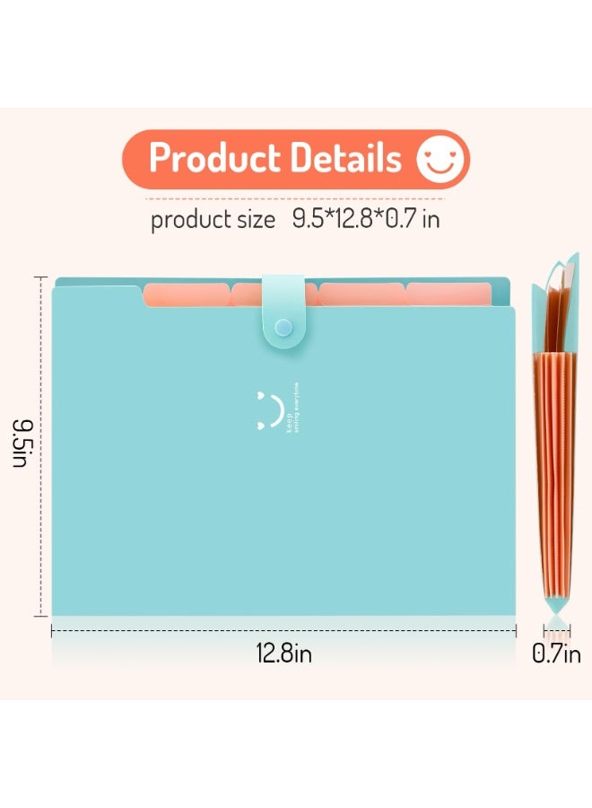 A4 حجم منظم ملف أكورديون, 5 جيب توسيع مجلد الملف, مجلد الملف مع العلامات, منظم الملفات المحمولة لوازم المكتب المدرسية, مجلدات الوثائق - Image 5