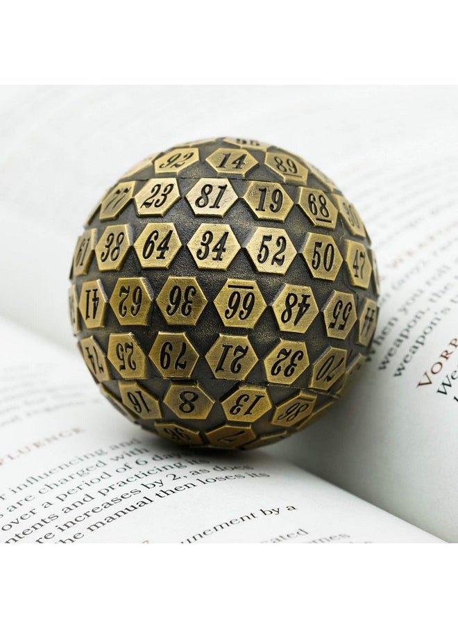 cusdie Cusdie D100 DND Metal Dice, 100 Sided Giant Metal Dice, Single D100 Polyhedral Dice with Gift Box for RPGs (Ancient Gold)  - Image 4