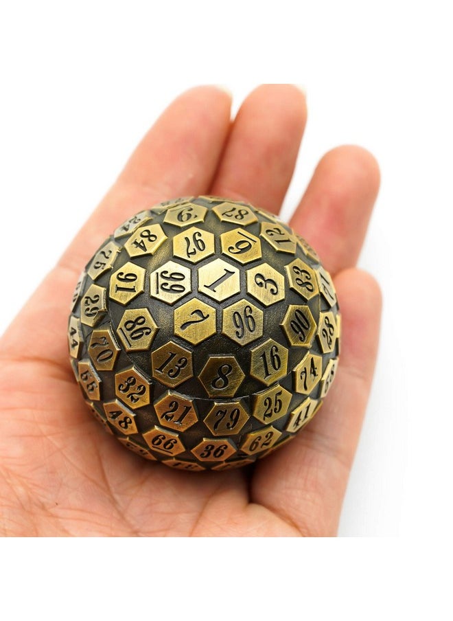 cusdie Cusdie D100 DND Metal Dice, 100 Sided Giant Metal Dice, Single D100 Polyhedral Dice with Gift Box for RPGs (Ancient Gold)  - Image 5