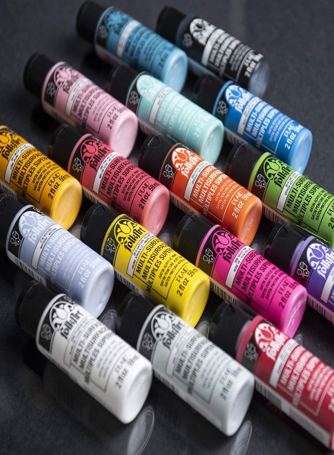 FolkArt 16 Piece Multi Surface Acrylic Craft Paint Set Formulated to be Non-Toxic that is Perfect for Beginners and Artists, Bright Colors Count, 2 Fl Oz (Pack of 16) - Image 2