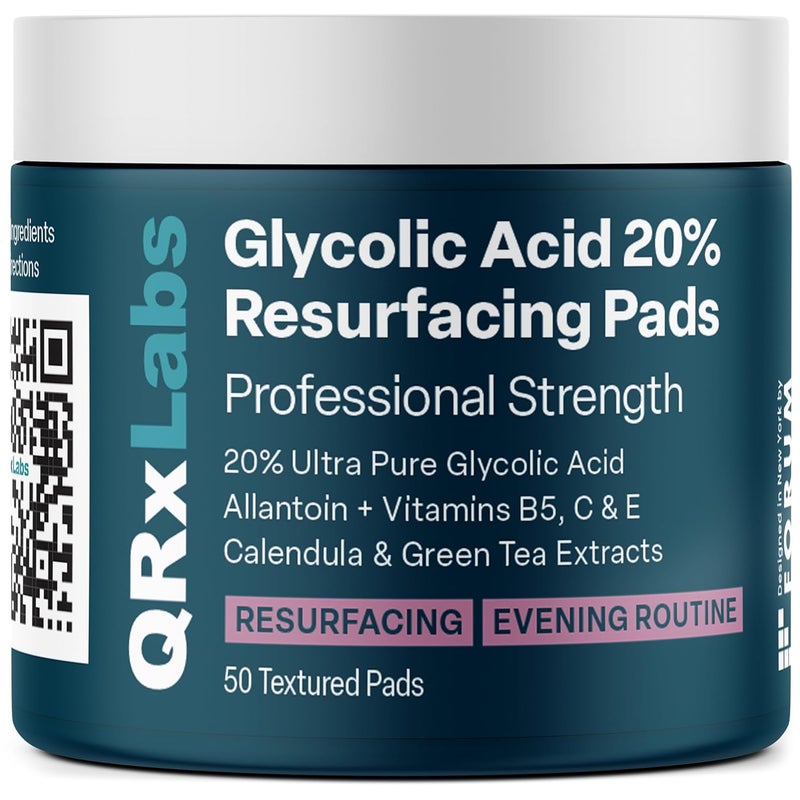 Glycolic Acid 20 Resurfacing Pads for Face Body with Vitamins B5 C E Green Tea Calendula Allantoin Exfoliates Surface Skin and Reduces Appearance of Fine Lines and Wrinkles Peel Pads
