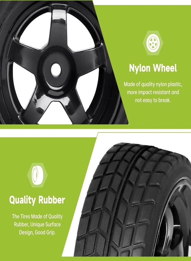 Hobbyfire مجموعة من 4 عجلات وحواف مطاطية من Hobbyfire، مقاس 2.55 بوصة وقطر خارجي 12 مم، مثبتة مسبقًا، لسيارات السباق Traxxas وTamiya وHPI وHSP وRedcat RC بمقياس 1/10 على الطرق الممهدة (اللون D). - Image 3
