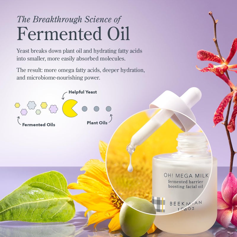 Beekman 1802 Oh Mega Milk Facial Oil - Hydrating Vitamin C & Niacinamide Serum - Repairs Skin Barrier & Reduces Dark Spots From Aging - Fragrance Free, Sensitive Skin Safe - Image 3
