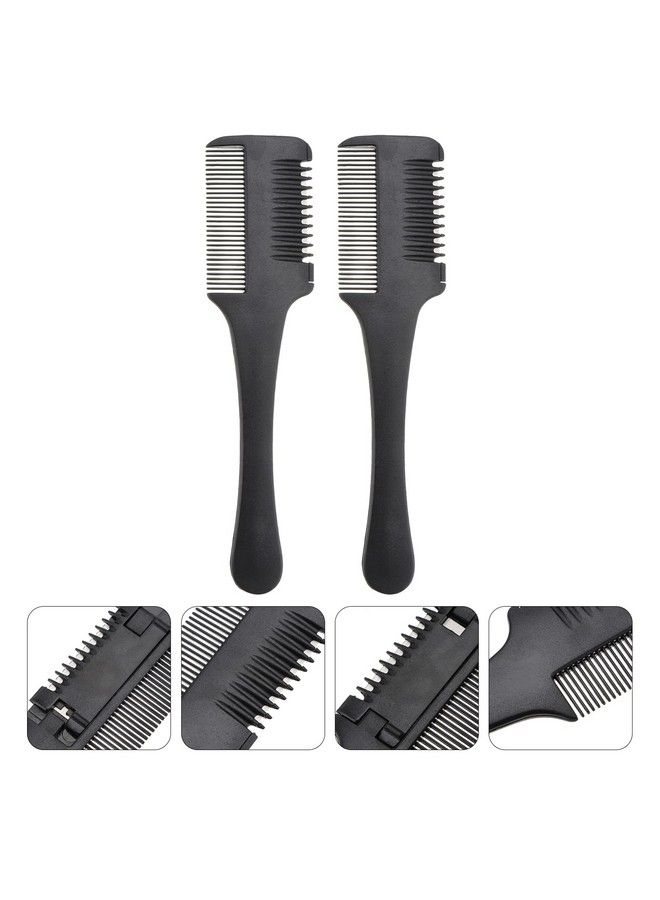 Leorx 2Pcs Hair Thinning Comb Double Edge Hair Razor Comb Hair Cutting Tool For Home And Salon (Black) - Image 4