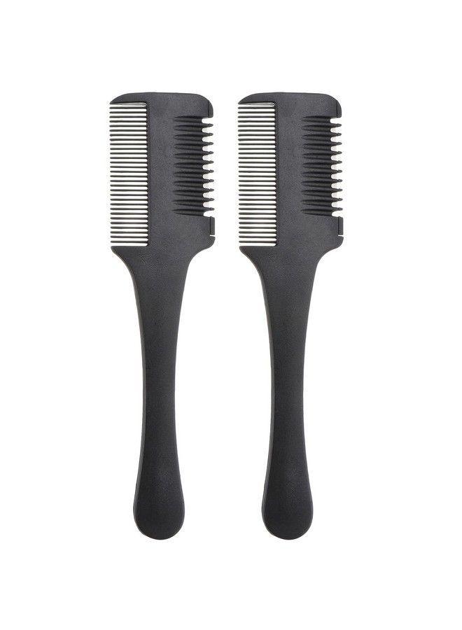 Leorx 2Pcs Hair Thinning Comb Double Edge Hair Razor Comb Hair Cutting Tool For Home And Salon (Black) - Image 2