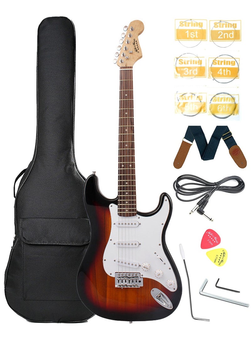 Mike Music 39 Inch Electric Guitar, Full Size Electric Guitar, Beginner Guitar, Solid Body 39" Guitar for Starter, Guitar for Rock Pop Jazz Music with Bag, Strap, Strings, Cable, Picks Beginner Kit Ideal Holiday Birthday Gifts  - Image 1