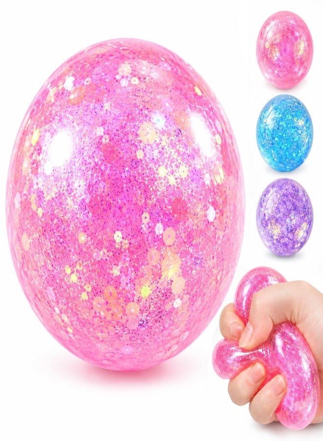 Loupai Flash Squeeze Ball,Squishy Blue Glitter Sugar Stress Ball, Adults Anxiety Relief,Reusable Slow Rise Decompression Toys,Gifts for Classrooms, Offices, Parties (Pink) - Image 1