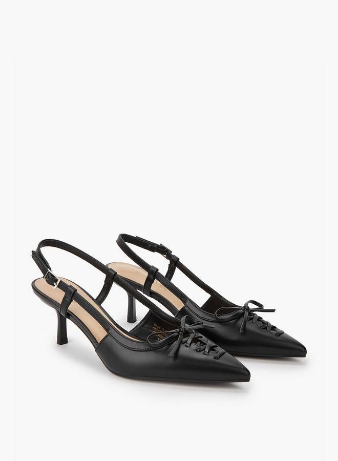 بابريكا حذاء بكعب رفيع مزين بفيونكة وإبزيم - Image 5