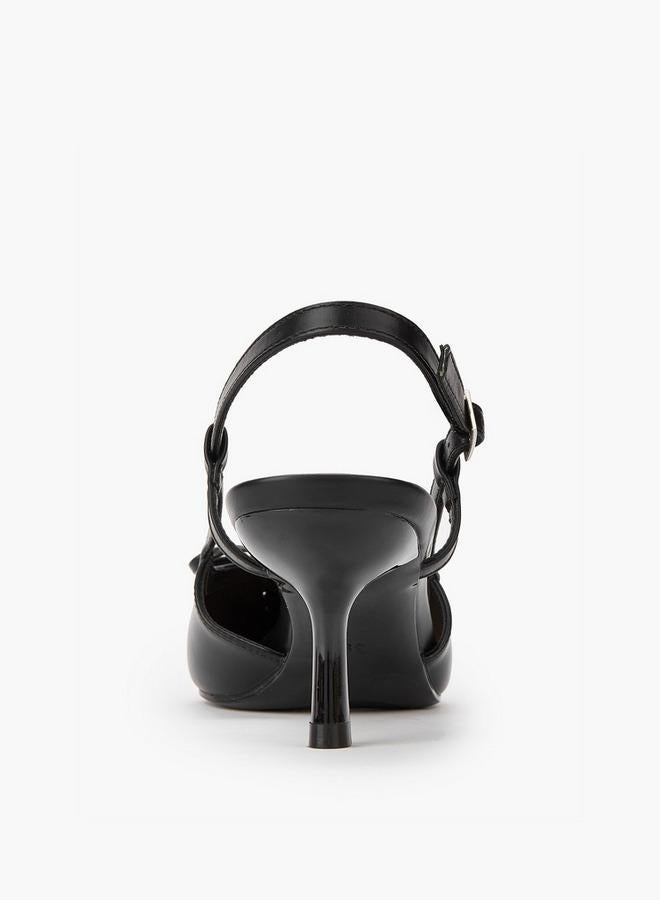 بابريكا حذاء بكعب رفيع مزين بفيونكة وإبزيم - Image 4