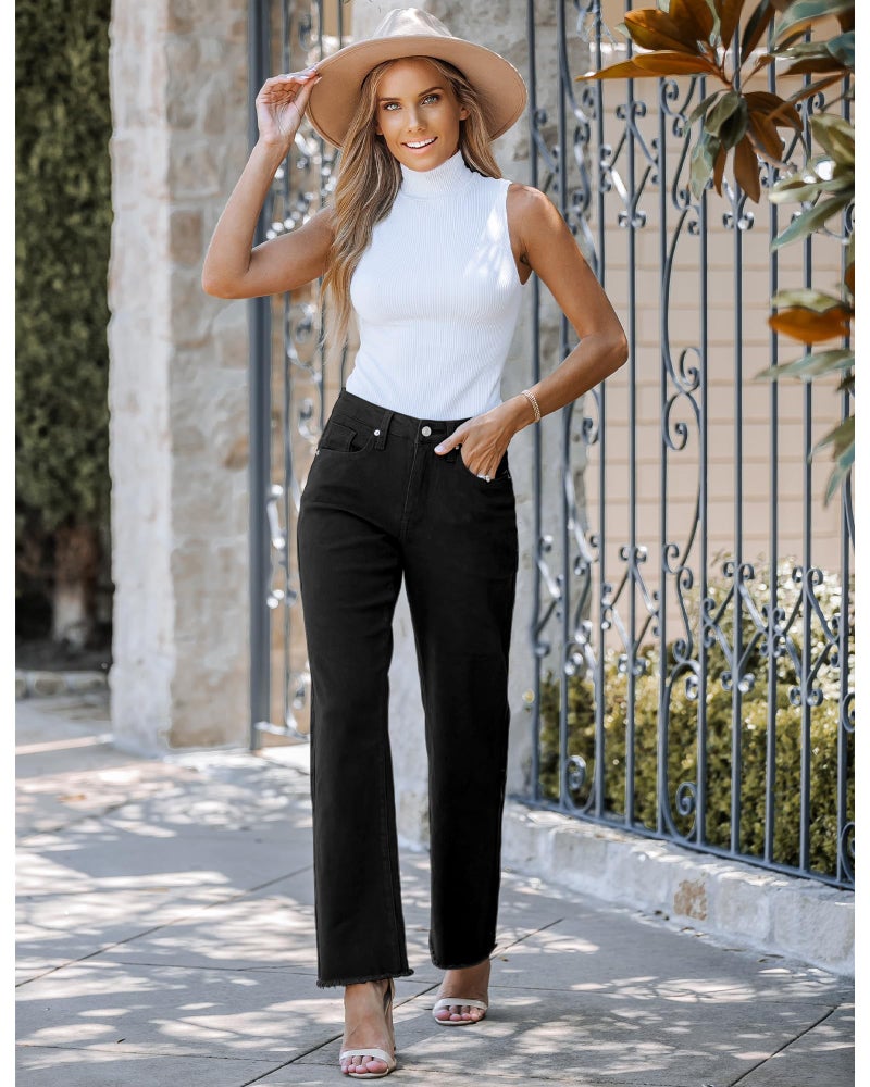 GRAPENT Business Pants for Women Jeans Womens Women Jeans Stretchy Always Black Medium Fits US Size 8 to 10 - Image 4