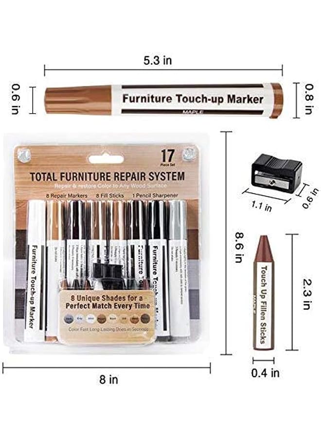 إيروريكس طقم إصلاح الأثاث، أقلام تحديد الخشب، أعواد الشمع لإزالة البقع والخدوش، أرضيات الخشب، الطاولات، المكاتب، النجارين، أعمدة السرير، اللمسات الأخيرة والتغطية 17 - Image 4