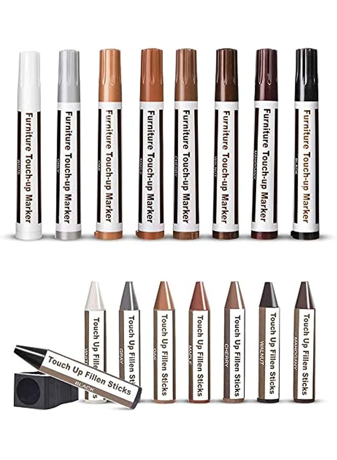 إيروريكس طقم إصلاح الأثاث، أقلام تحديد الخشب، أعواد الشمع لإزالة البقع والخدوش، أرضيات الخشب، الطاولات، المكاتب، النجارين، أعمدة السرير، اللمسات الأخيرة والتغطية 17 - Image 1