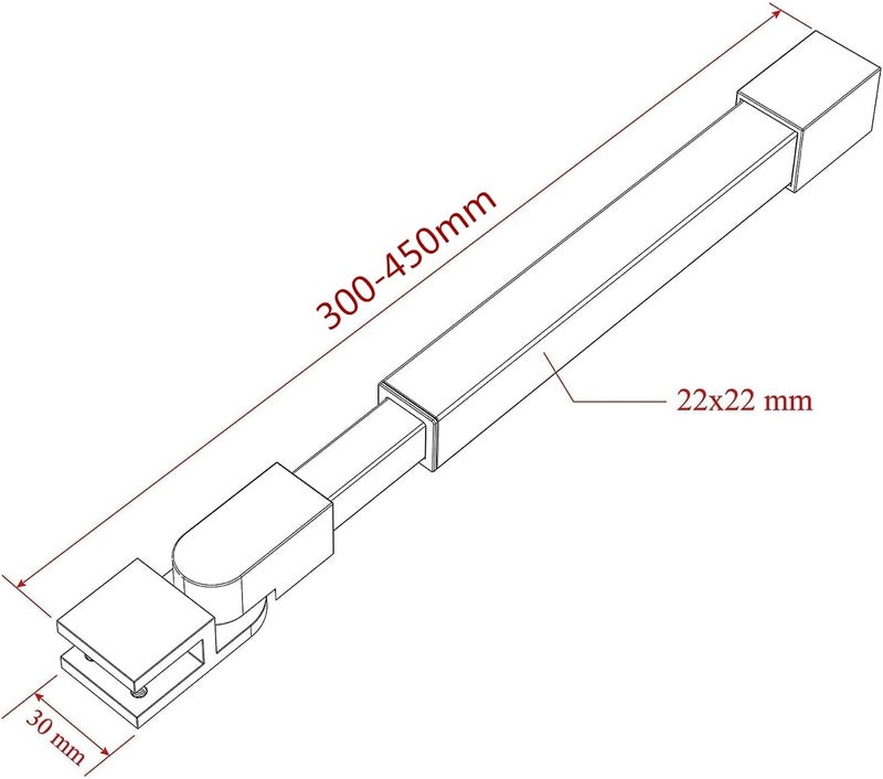 Shower Support Bar: 300-450mm Adjustable Length - Premium Rust-Free 304 Stainless Steel Shower Door Stabilizer for Humid Bathroom Spaces, Tempered Glass 6mm-10mm - Image 5
