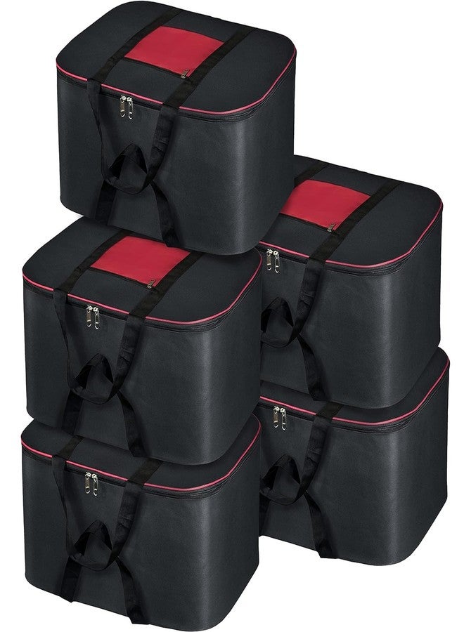 BlackB0xes 5 pcs 69 Liters Nylon Storage Bags For Clothes Large Packing Bags For Clothes Storage Home Organizer Items And Storage Bags For Travel Cloth Bag Large Big Bags For Travelling- Red & Black