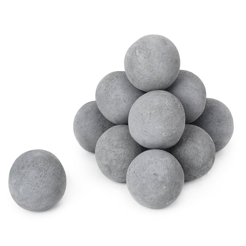 Skyflame Ceramic Fire Balls Set of 12 Round Fire Stones Set for Indoor and Outdoor Fire Pits or Fireplaces Accessory 4 Inch Gray
