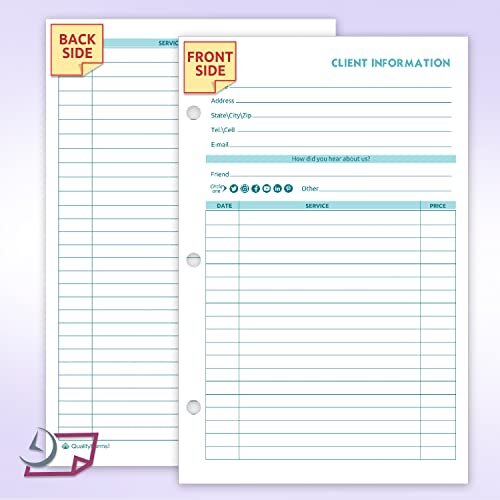NextDayLabels Client Data Binder Insert Cards for Hairdresser, Salon, Beautician, Spa, Nail Salons, Cosmetologist etc. 5.5" X 8.5", 100 Cards Per Pack - Image 3