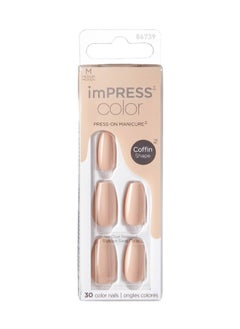 Kiss Impress Color Nails Medium Coffin- Latte IMC506C