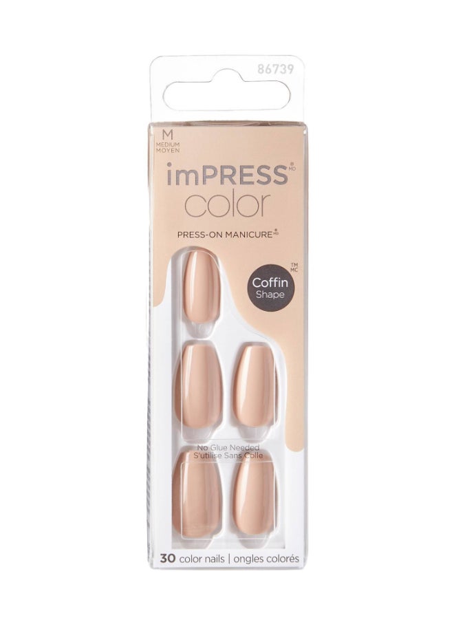KISS - Kiss Impress Color Nails Medium Coffin- Latte IMC506C - Image 1