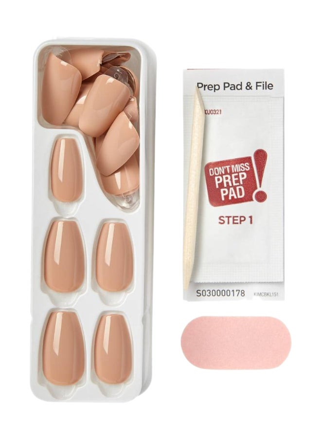 KISS - Kiss Impress Color Nails Medium Coffin- Latte IMC506C - Image 1