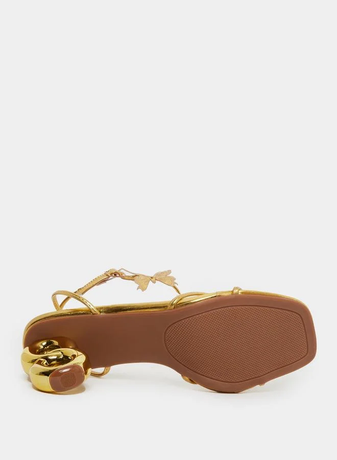 Take Two Take Two Metallic Butterfly Detail Heel Sandals