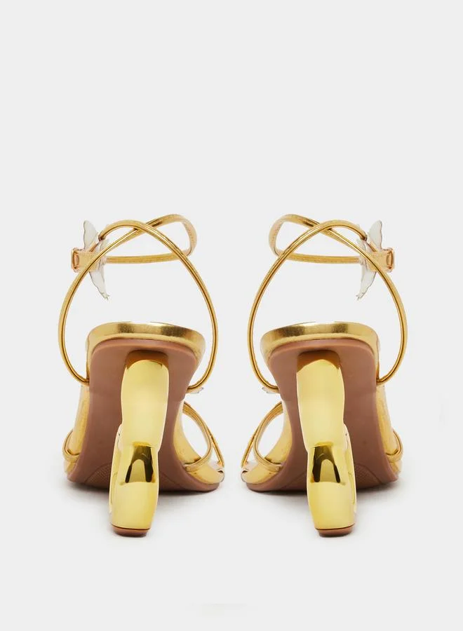 Take Two Take Two Metallic Butterfly Detail Heel Sandals
