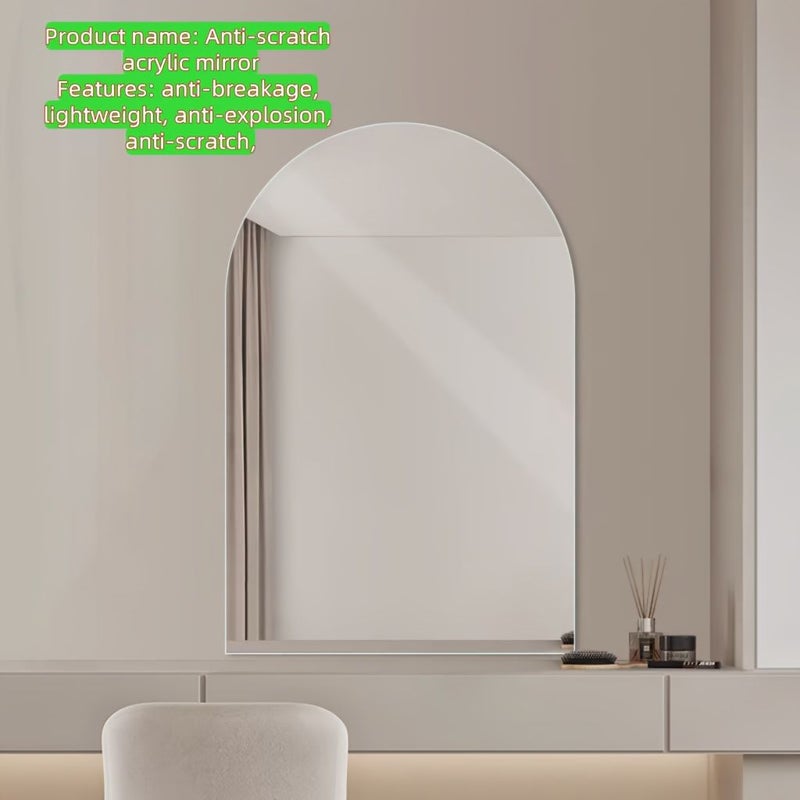 Arched Modern Design Mirror Acrylic HD Frameless Anti Scratch For Bathroom Shower Room Wardrobe Dressing Cloakroom Makeup Table Self Adhesive 40cm 50cm - Image 5