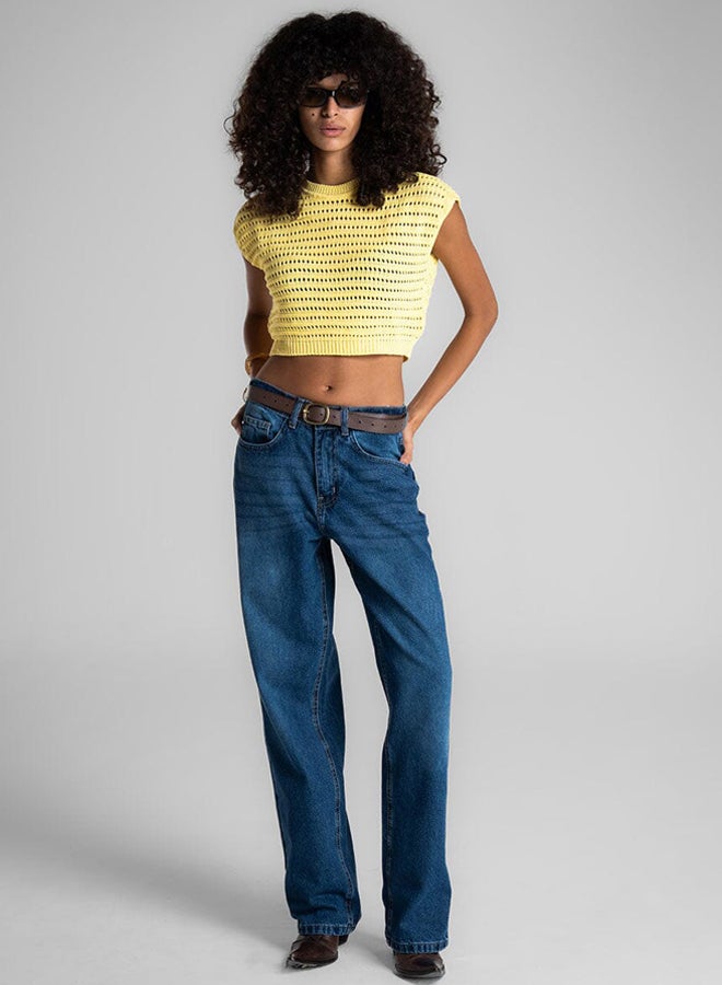 In Your Shoe Blue Mid Rise Relaxed Jeans